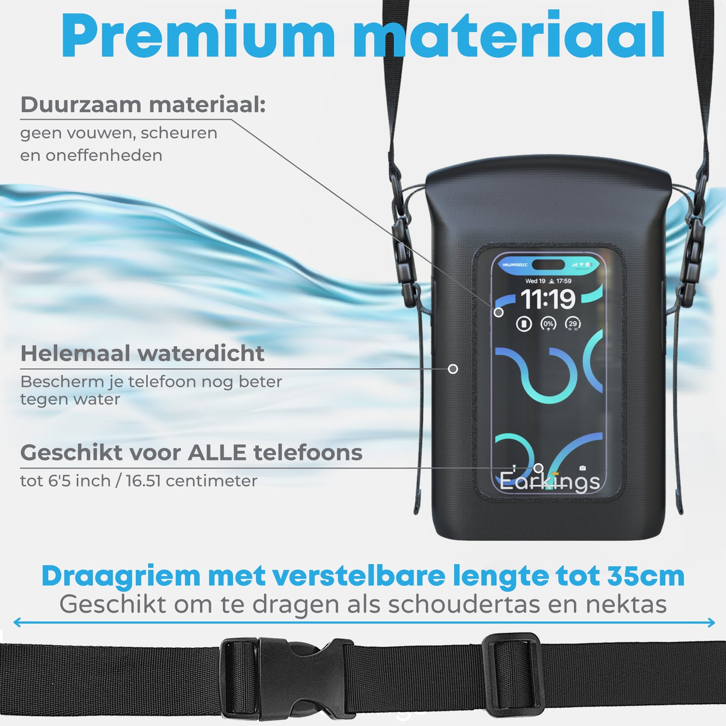 Waterdichte Tas Drybag - 2 Liter met Schouderriem en Handvat