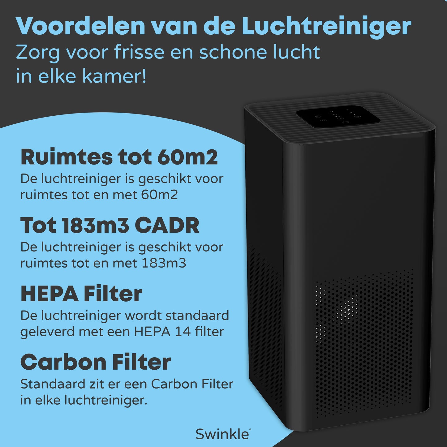 Swinkle® Luchtreiniger - Air Purifier met HEPA Filter