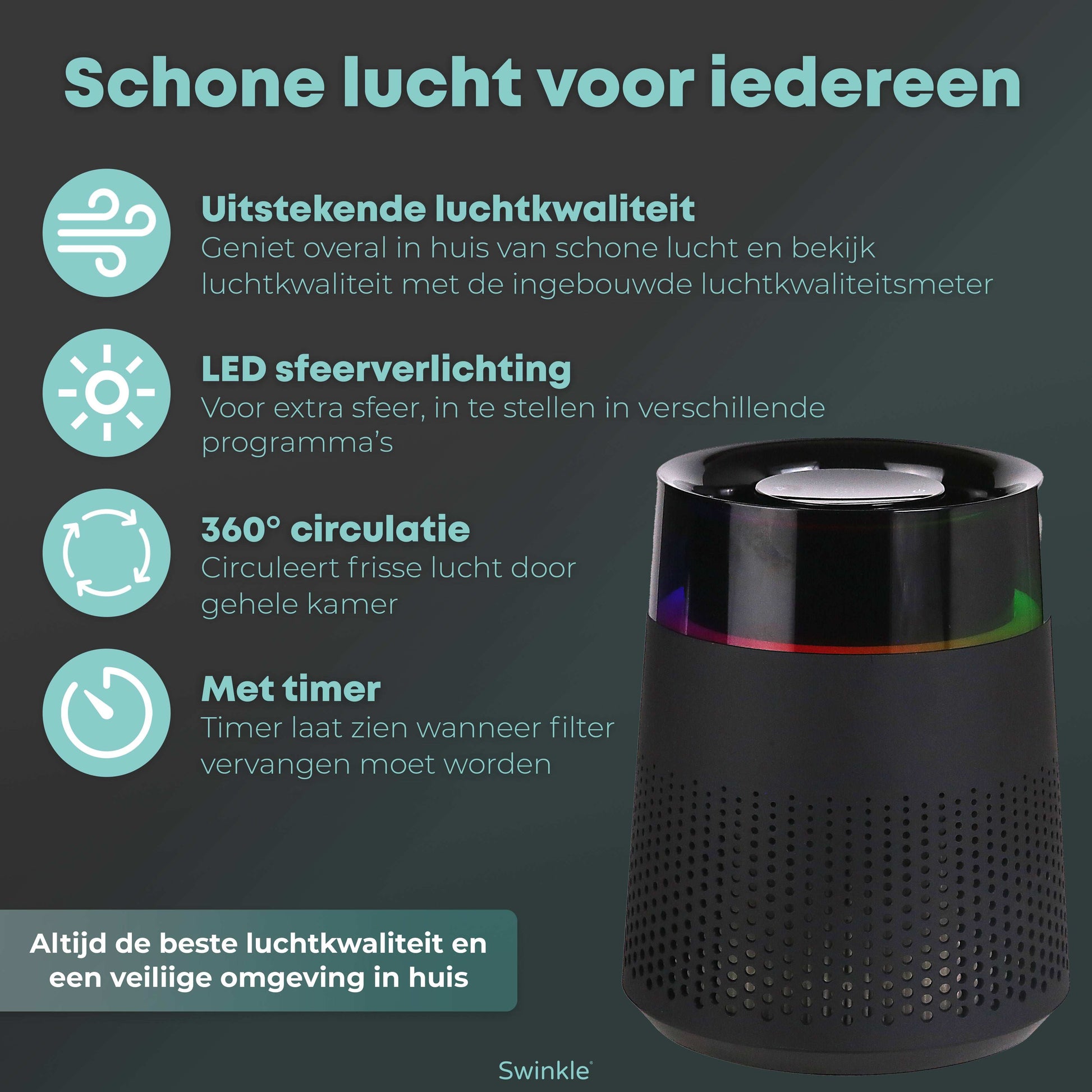 Luchtreiniger - Air Purifier met LED Verlichting en HEPA Filter Luchtreiniger - Air Purifier met LED Verlichting en HEPA Filter