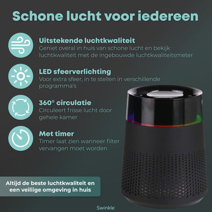 Luchtreiniger - Air Purifier met LED Verlichting en HEPA Filter