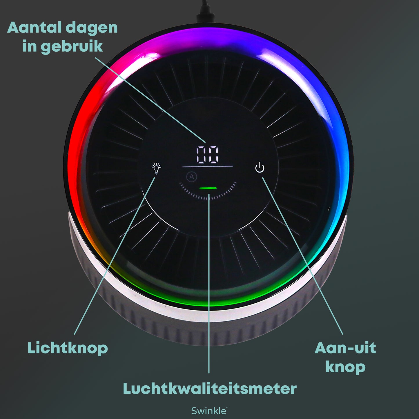 Luchtreiniger - Air Purifier met LED Verlichting en HEPA Filter