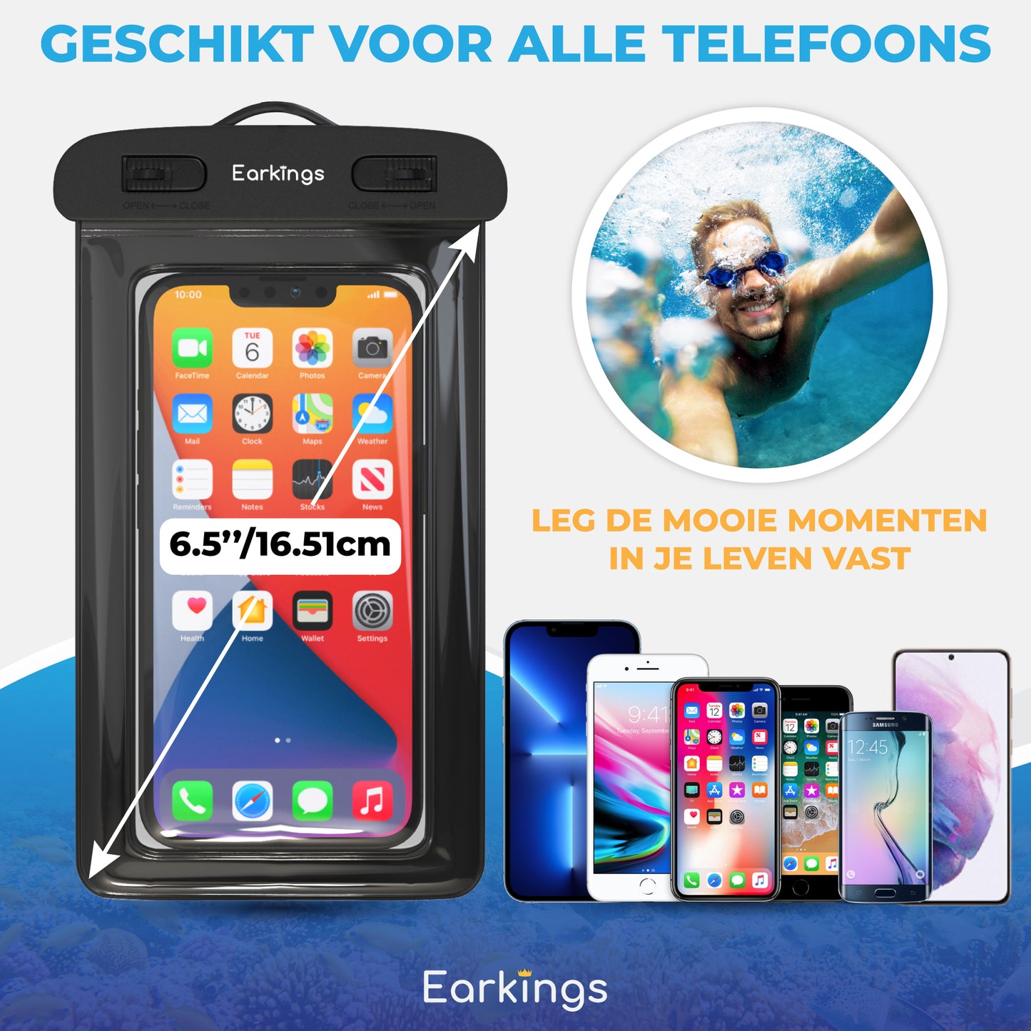 Waterdichte telefoonhoesjes Set van 2 stuks - wit