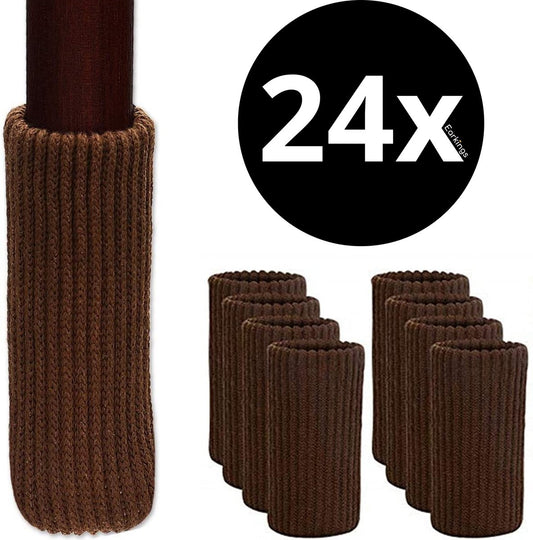 Stuhlbeinschoner Bodenschoner Ø25-50 mm Socken – 24 Stück – braun