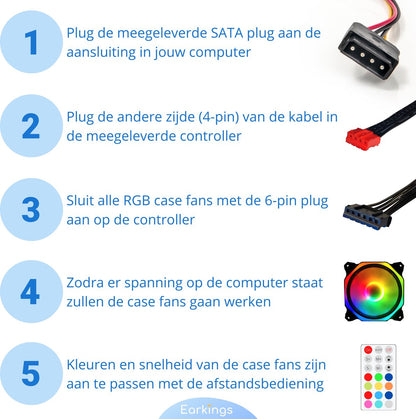 RGB Fan PC fan Set van 3 - 120mm 6-pin