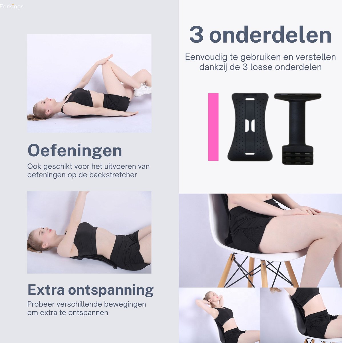 Backstretcher Massage Apparaat met Zachte Pads - roze