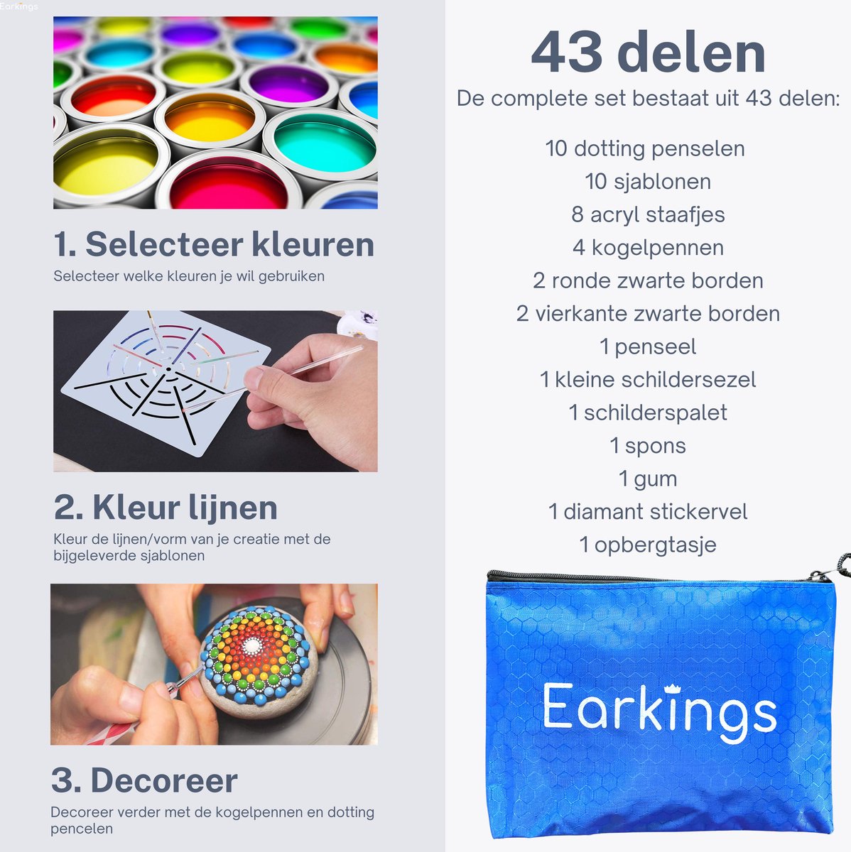 Dotting Tools 43 delig Mandala - inclusief Sjabloon