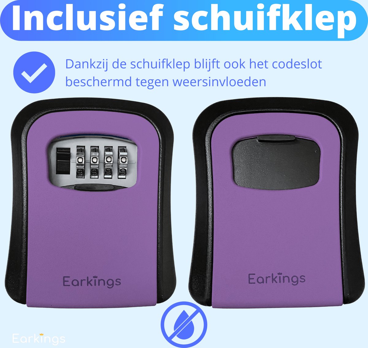 Sleutelkluisje met Code Inclusief Wandmontage - paars