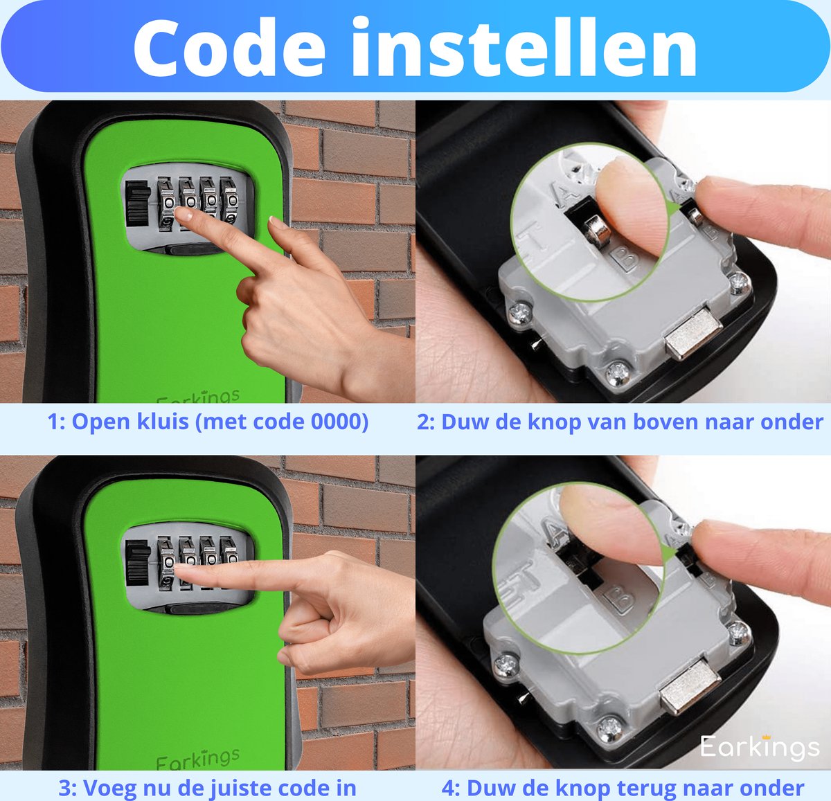 Sleutelkluisje met Code Inclusief Wandmontage - groen