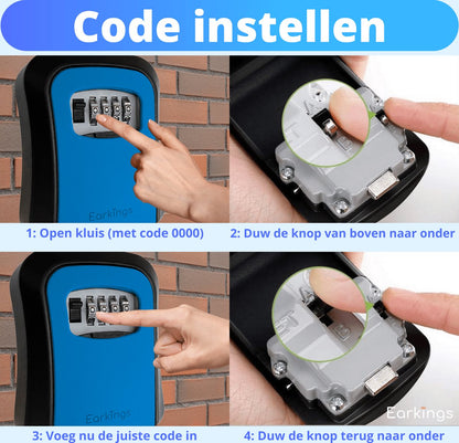 Sleutelkluisje met Code Inclusief Wandmontage - blauw