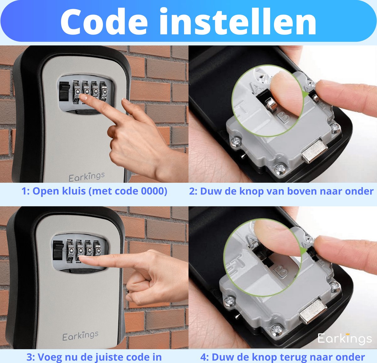 Sleutelkluisje met Code Inclusief Wandmontage - grijs