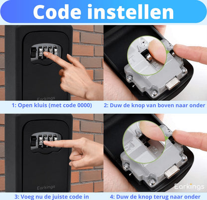 Sleutelkluisje met Code Inclusief Wandmontage Recht - zwart