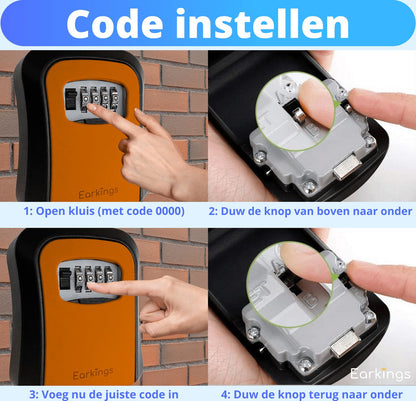 Sleutelkluisje met Code Inclusief Wandmontage - oranje