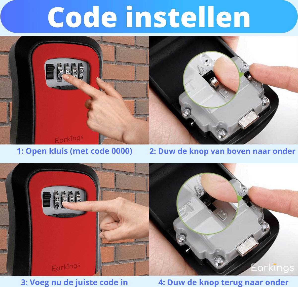 Sleutelkluisje met Code Inclusief Wandmontage - rood