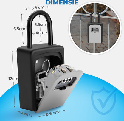 Sleutelkluisje Hangslot met Code Inclusief Wandmontage - grijs