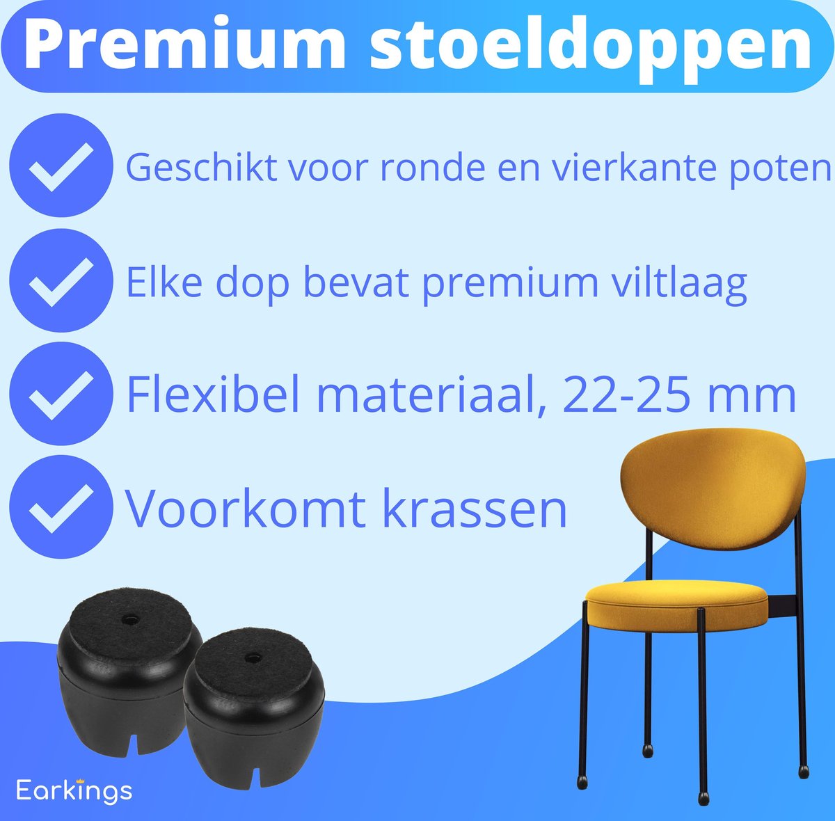 Stoelpoot Beschermers Vloerbeschermer Ø22-25 mm - 24 stuks