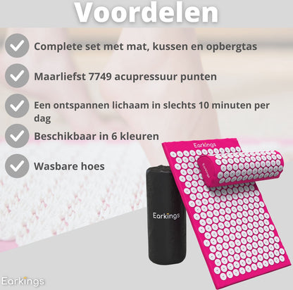 Spijkermat met kussen en met Opbergtas - 8000+ punten - roze