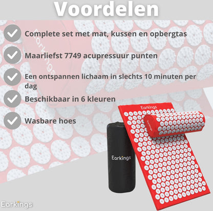 Spijkermat met kussen en met Opbergtas - 8000+ punten - rood