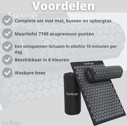 Spijkermat met kussen en met Opbergtas - 8000+ punten - zwart