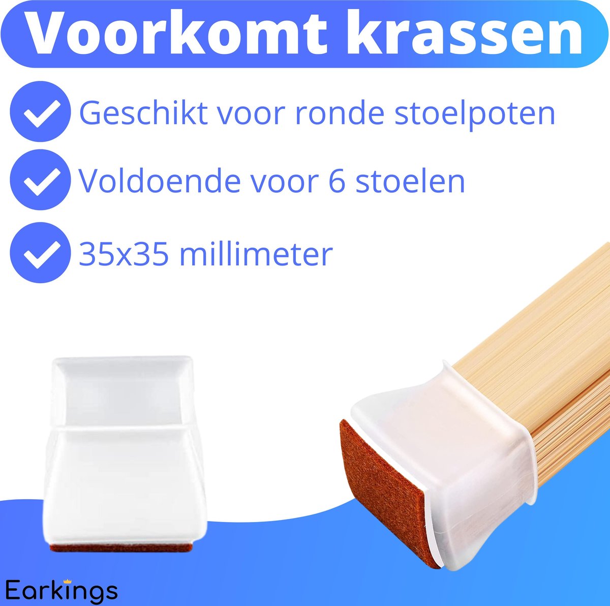 Stoelpoot Beschermers Vloerbeschermer - 24 stuks  - Vierkante voor 30-35mm