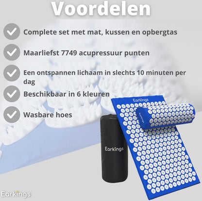 Spijkermat met kussen en met Opbergtas - 8000+ punten - blauw