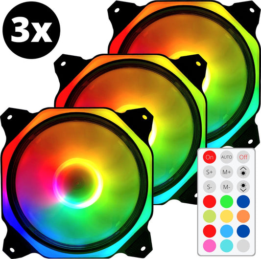 RGB-Lüfter PC-Lüfter 3er-Set - 120 mm 6-polig