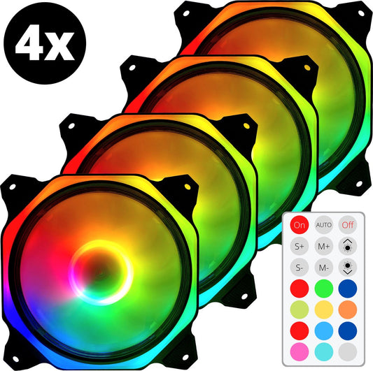 RGB-Lüfter PC-Lüfter 4er-Set - 120 mm 6-polig