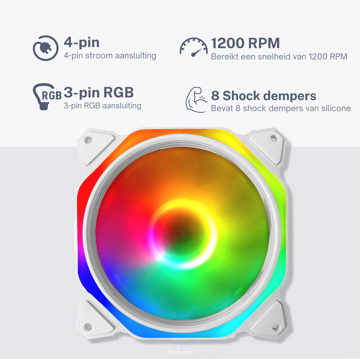 RGB Fan PC case fan - 120mm 4-pin - wit