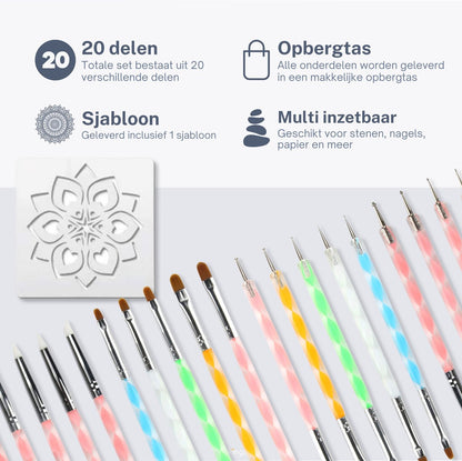 Dotting Tools 20 delig Mandala - inclusief Sjabloon