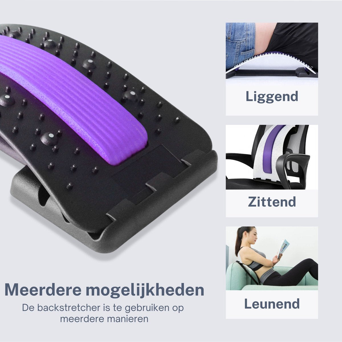 Backstretcher Massage Apparaat met Zachte Pads - paars