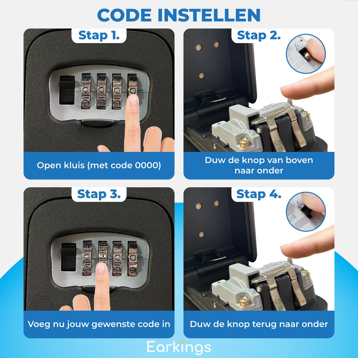 Sleutelkluisje Hangslot met Code Inclusief Wandmontage - zwart