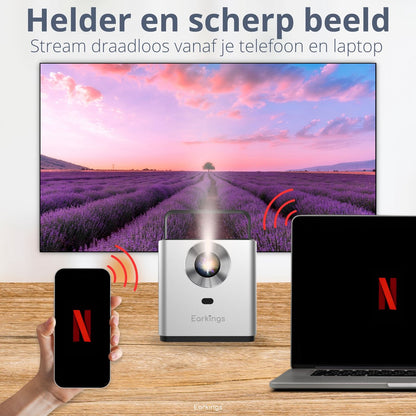 Beamer Projector inclusief Afstandsbediening met Android Apps - grijs