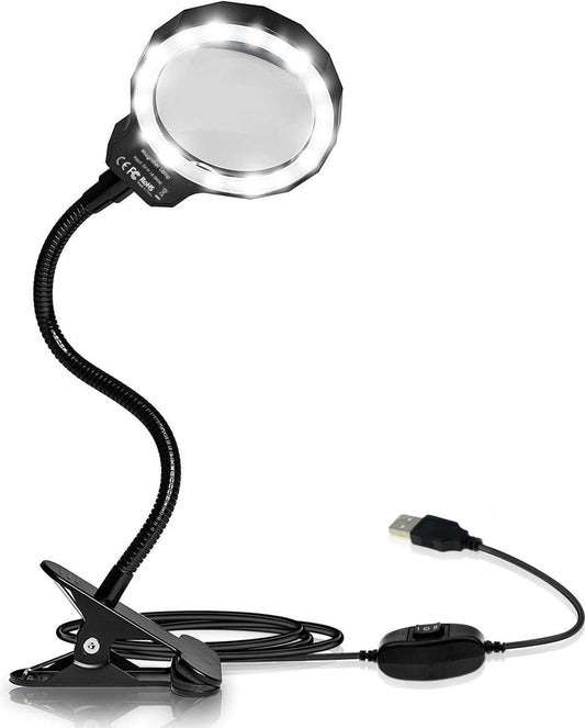 Loeplamp vergrootglas - Loeplamp met LED verlichting - Voor Kinderen/Volwassenen/Senioren/Lezen/Tekenen/Hobby met Tafelklem